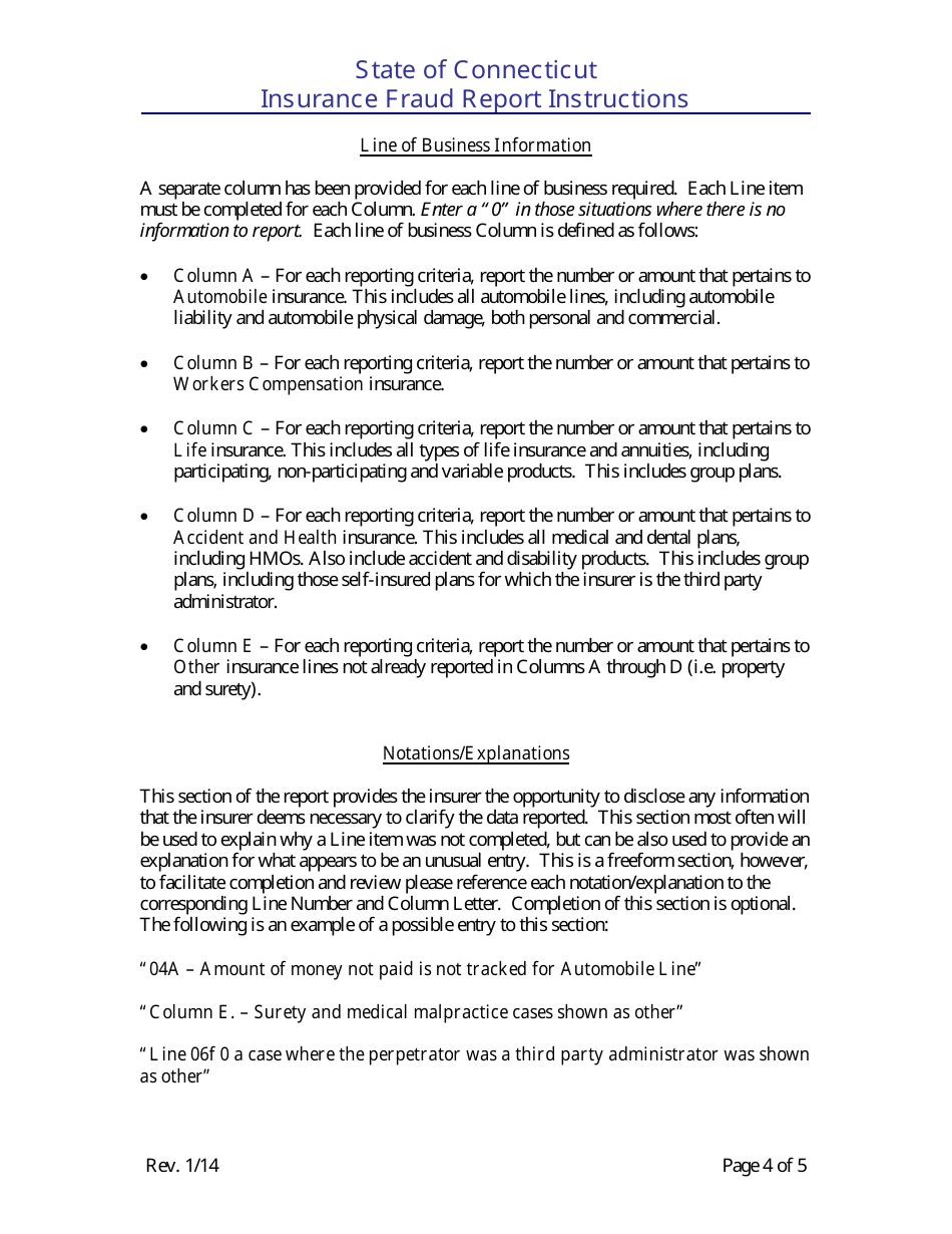 Instructions for Insurance Fraud Report - Connecticut, Page 4