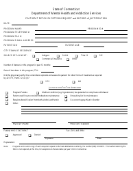 Csat/Opat Detox Exception Request and Record of Justification - Connecticut