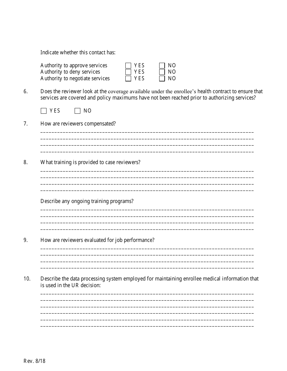 Utilization Review License Application Form - Connecticut, Page 8