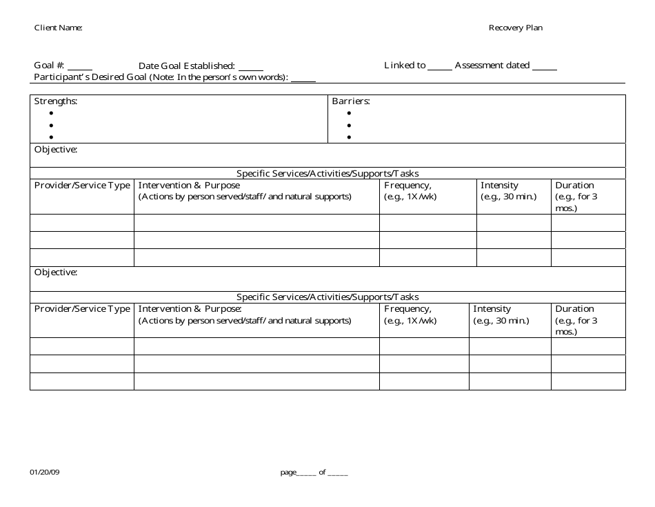 Person Centered Recovery Plan - Dmhas Wise Program - Connecticut, Page 2