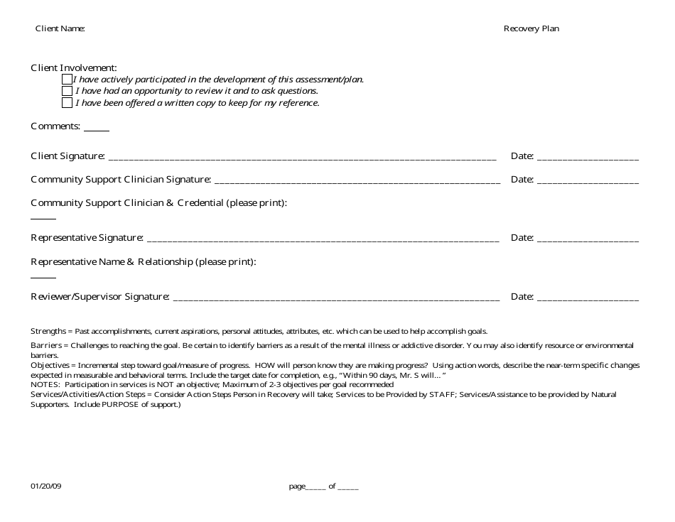 Person Centered Recovery Plan - Dmhas Wise Program - Connecticut, Page 3