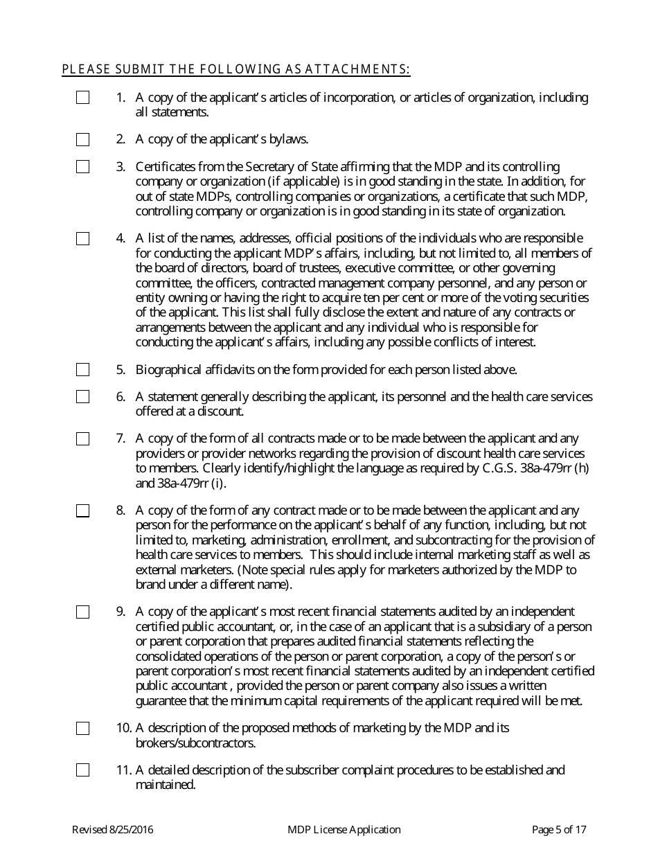 Medical Discount Plan (Mdp) License Renewal Form - Connecticut, Page 5