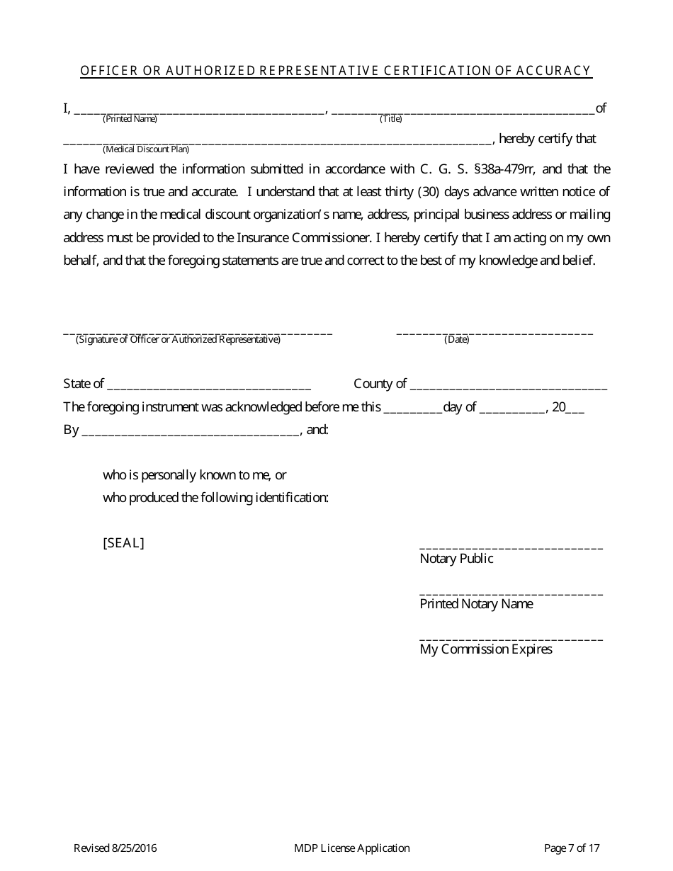 Medical Discount Plan (Mdp) License Renewal Form - Connecticut, Page 7