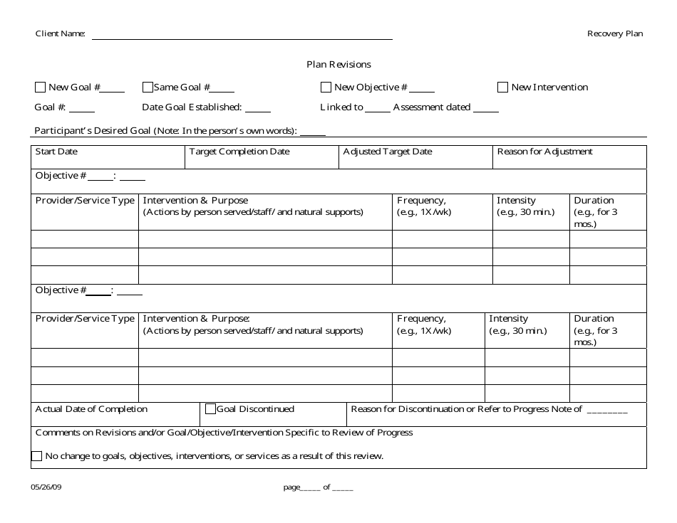 Recovery Plan Review / Revision Form - Connecticut, Page 2