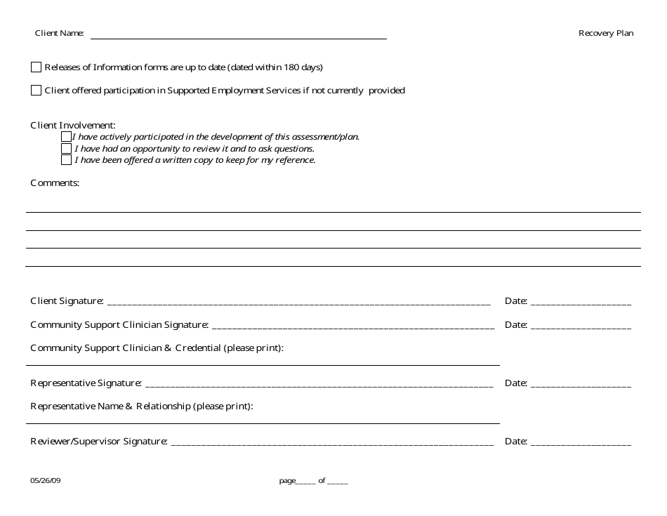 Recovery Plan Review / Revision Form - Connecticut, Page 3