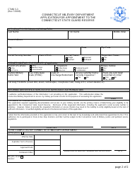CTMD Form 5-3 &quot;Application for Appointment to the Connecticut State Guard Reserve&quot; - Connecticut, Page 2