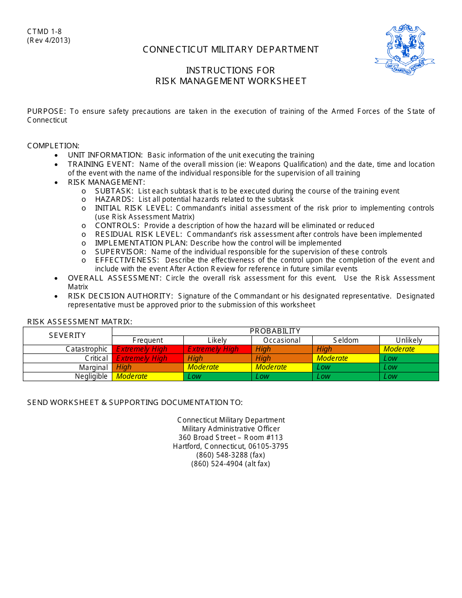 Ct Risk Management CTMD Form 1-8 - Fill Out, Sign Online and Download Fillable PDF ...