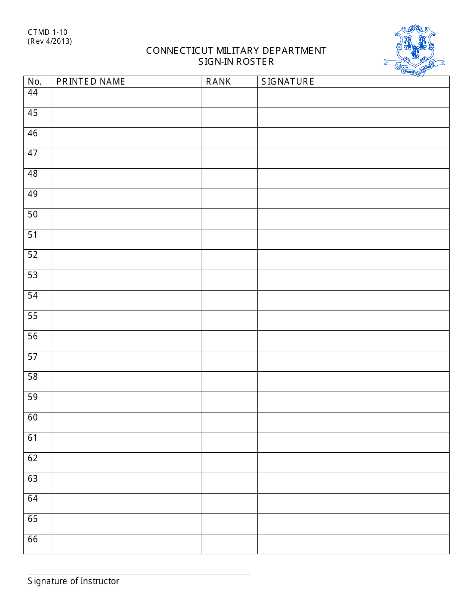 CTMD Form 1-10 Sign-In Roster - Connecticut, Page 4