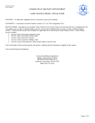 CTMD Form 6-2 &quot;Long Service Medal Application&quot; - Connecticut