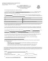 Document preview: Form H-125 Affidavit of Motor Vehicle Transfer by Self-service Storage Facility - Connecticut