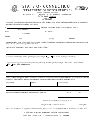 Document preview: Affidavit to Report a Driver Who May Be Unable to Safely Operate a Motor Vehicle - Connecticut