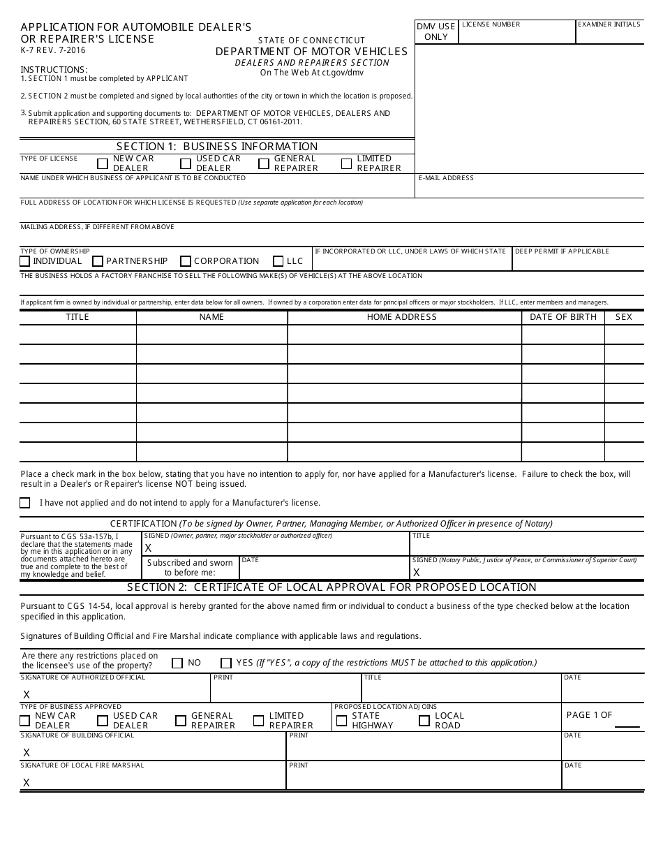 Form K-7 - Fill Out, Sign Online and Download Printable PDF ...