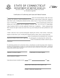 Form K-9B &quot;Certification of Conformity With State and Federal Statutes&quot; - Connecticut