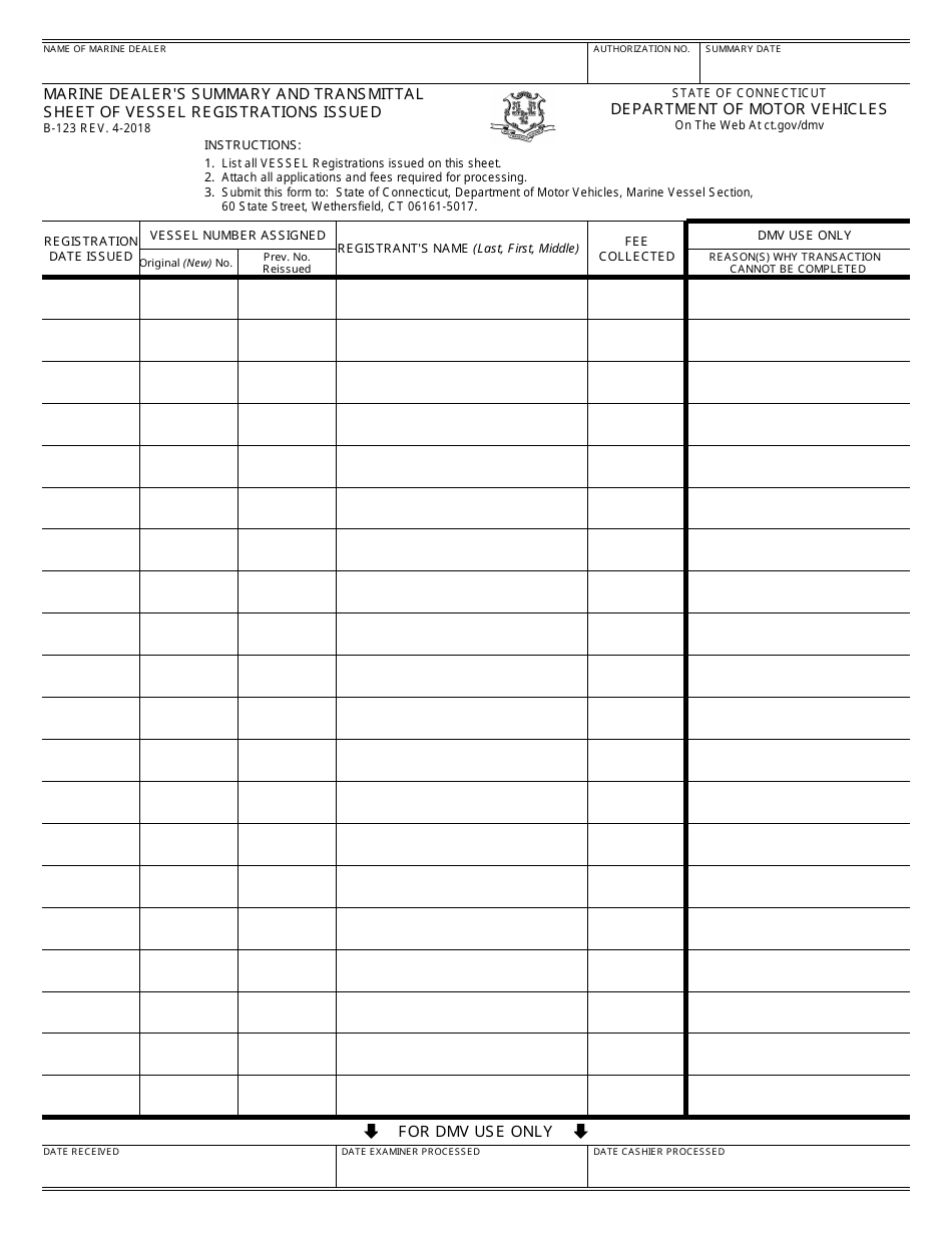 Form B-123 - Fill Out, Sign Online and Download Fillable PDF ...