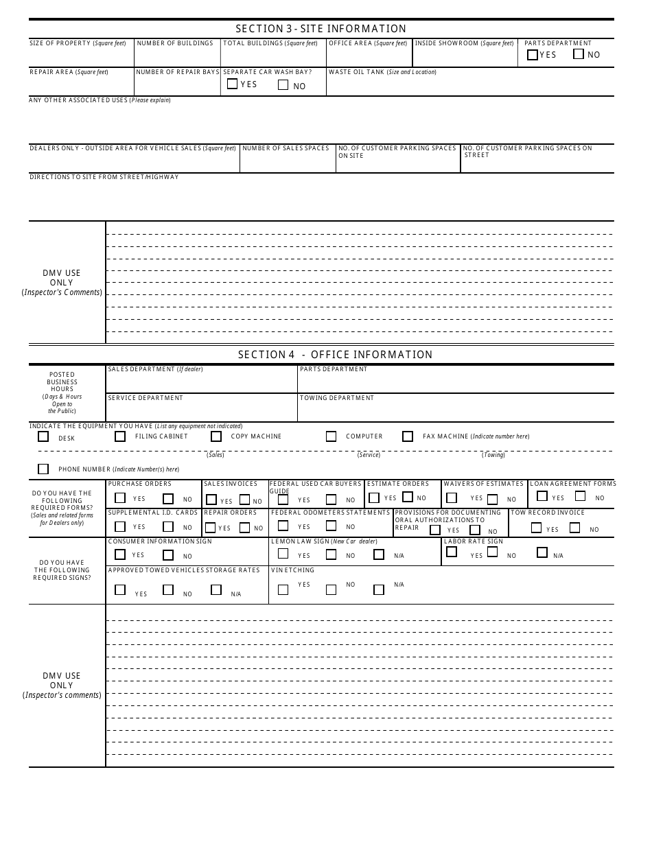Form K-8 Dealers and Repairers License Inspection Application - Connecticut, Page 7