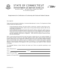 Form K-9A &quot;Requirements for Certification of Conformity With State and Federal Statutes&quot; - Connecticut