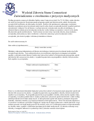 Document preview: Medical Exemption Certification Statement - Connecticut (Polish)