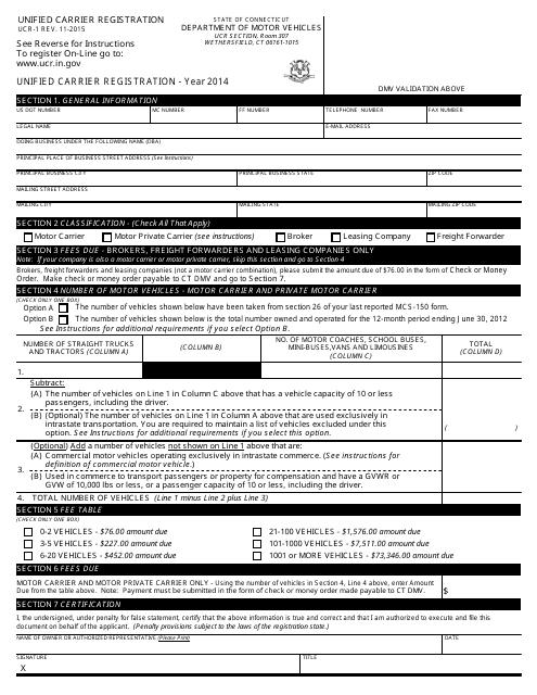 Form UCR-1 2014 Printable Pdf