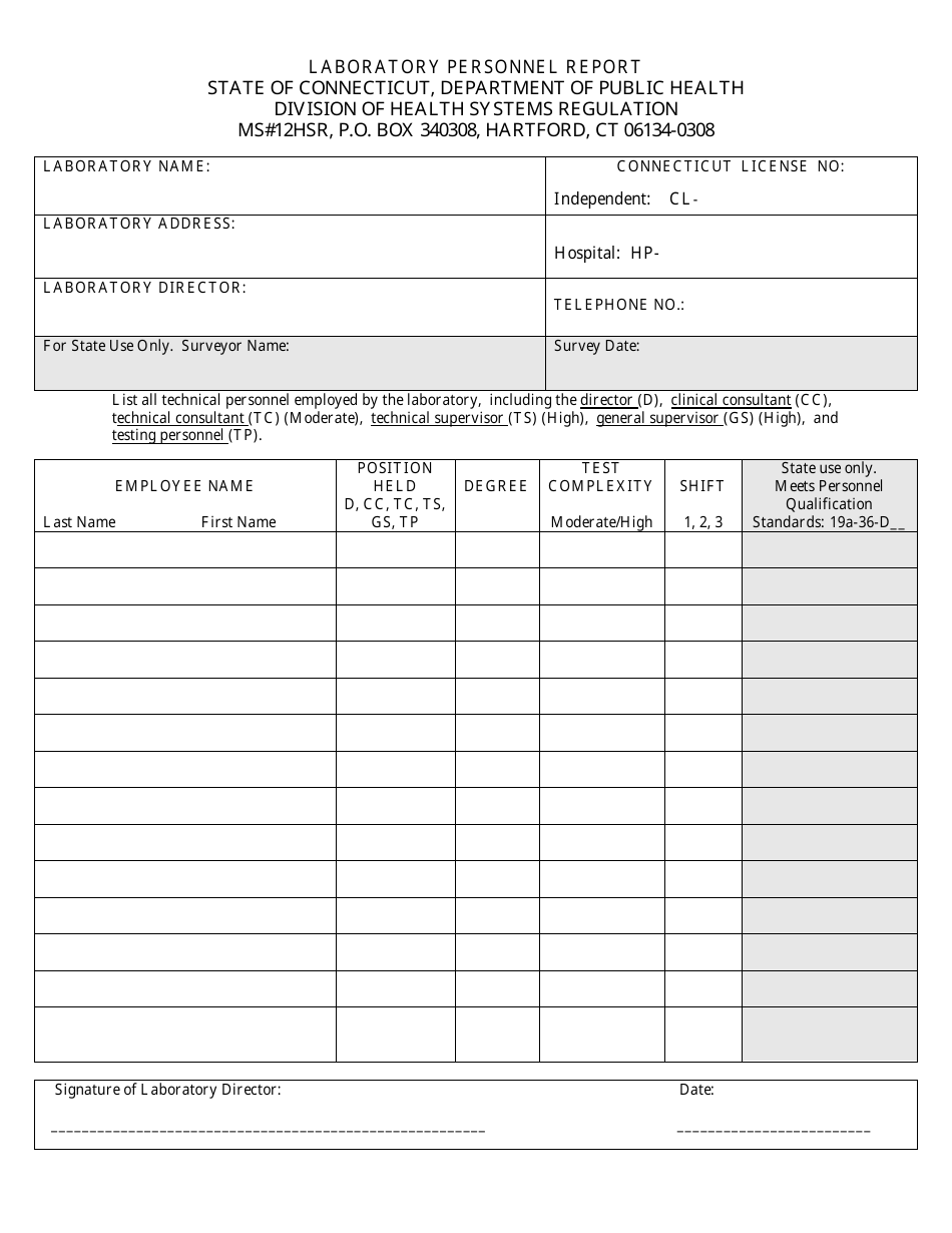 Connecticut Laboratory Personnel Report - Fill Out, Sign Online and ...