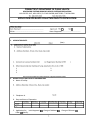 Document preview: Application for Blood Collection Facility Certification - Connecticut
