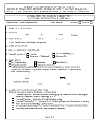 Application for Clinical Laboratory Licensure, Registration and Approval - Connecticut