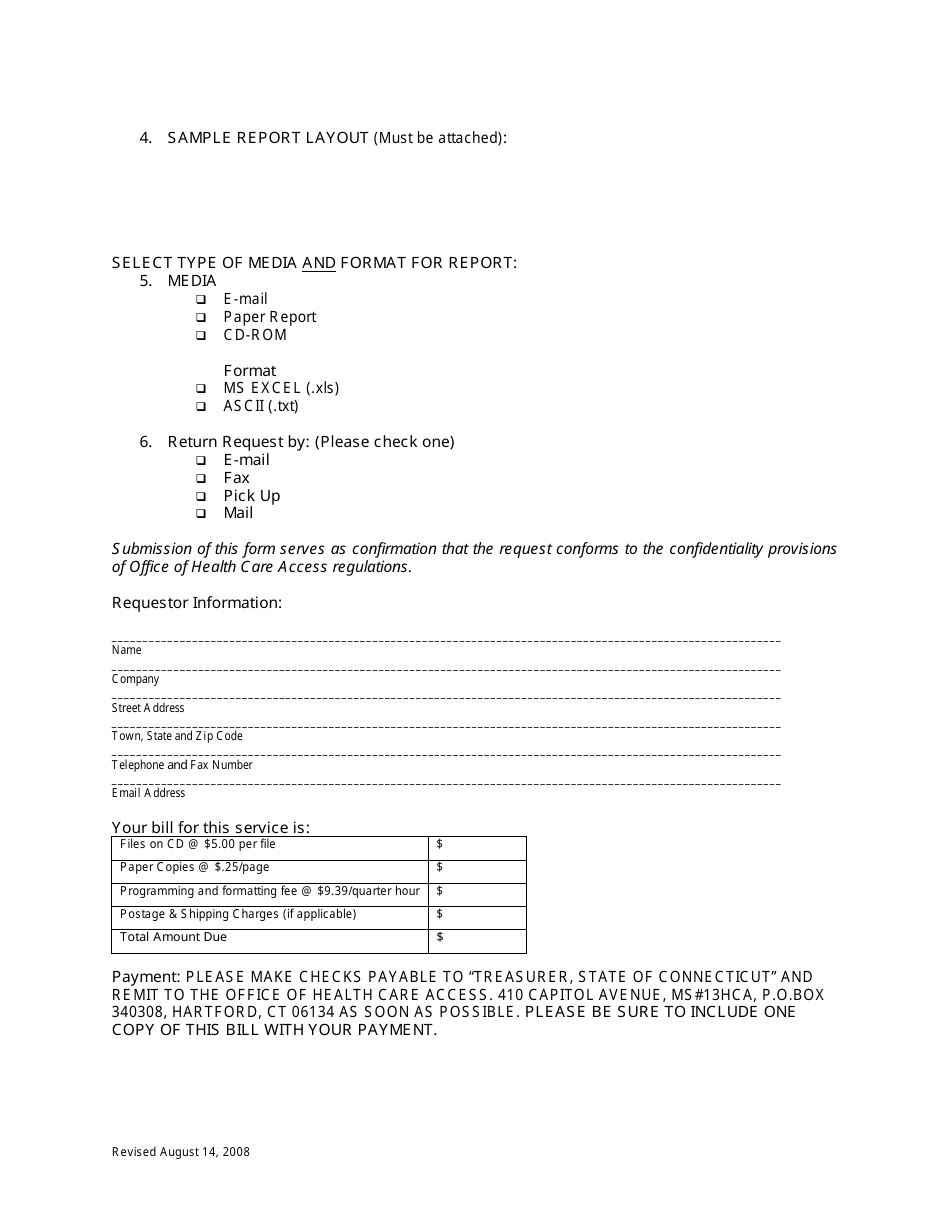 Hospital Inpatient / Emergency Department Discharge Data Request Form - Connecticut, Page 2