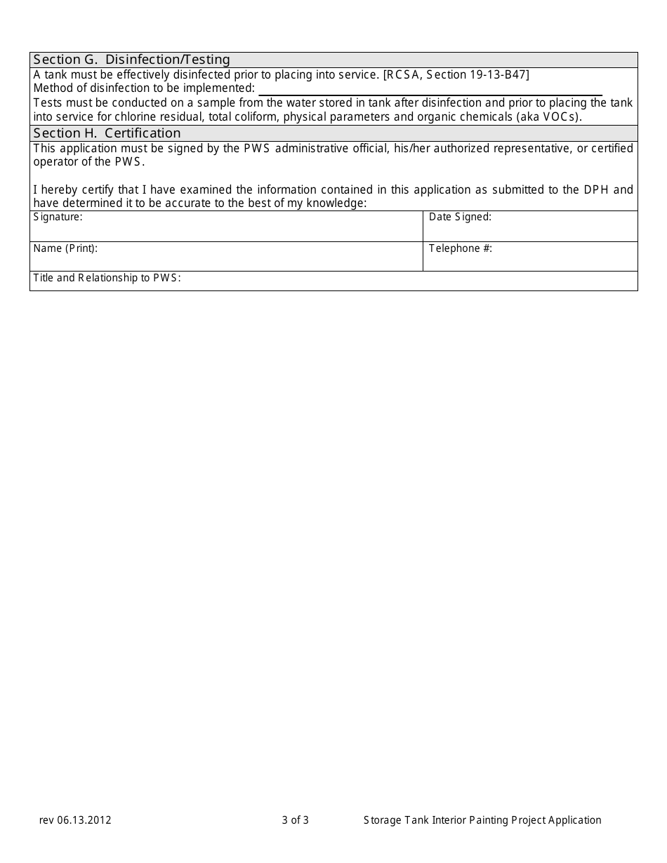 Storage Tank Interior Painting Project Application - Connecticut, Page 3