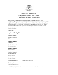 Certificate of Need Application Packet - Connecticut, Page 3
