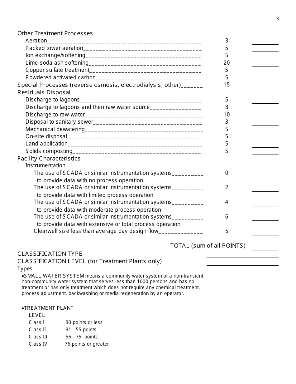 Water Treatment Plant Classification Form - Connecticut, Page 3