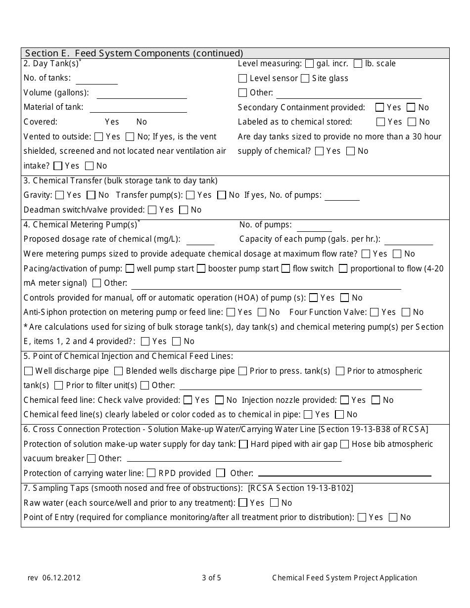 Chemical Feed System Project Application - Connecticut, Page 3