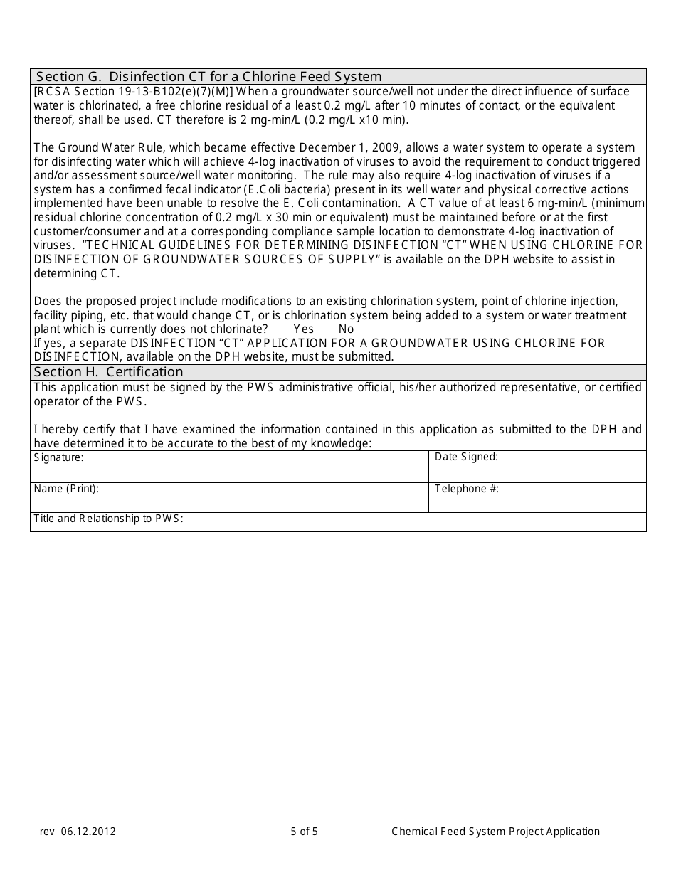 Chemical Feed System Project Application - Connecticut, Page 5