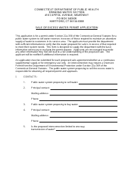 Sale of Excess Water Permit Application - Connecticut
