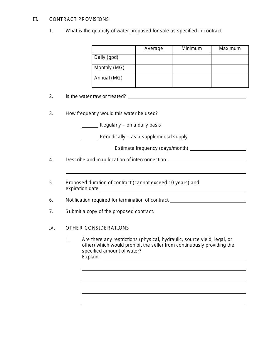 Sale of Excess Water Permit Application - Connecticut, Page 3