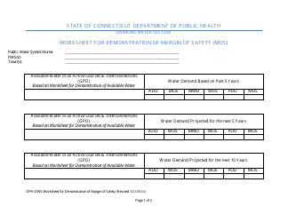 Worksheet for Demonstration of Margin of Safety (Mos) - Connecticut, Page 2