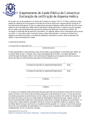 Document preview: Medical Exemption Certification Statement - Connecticut (Portuguese)