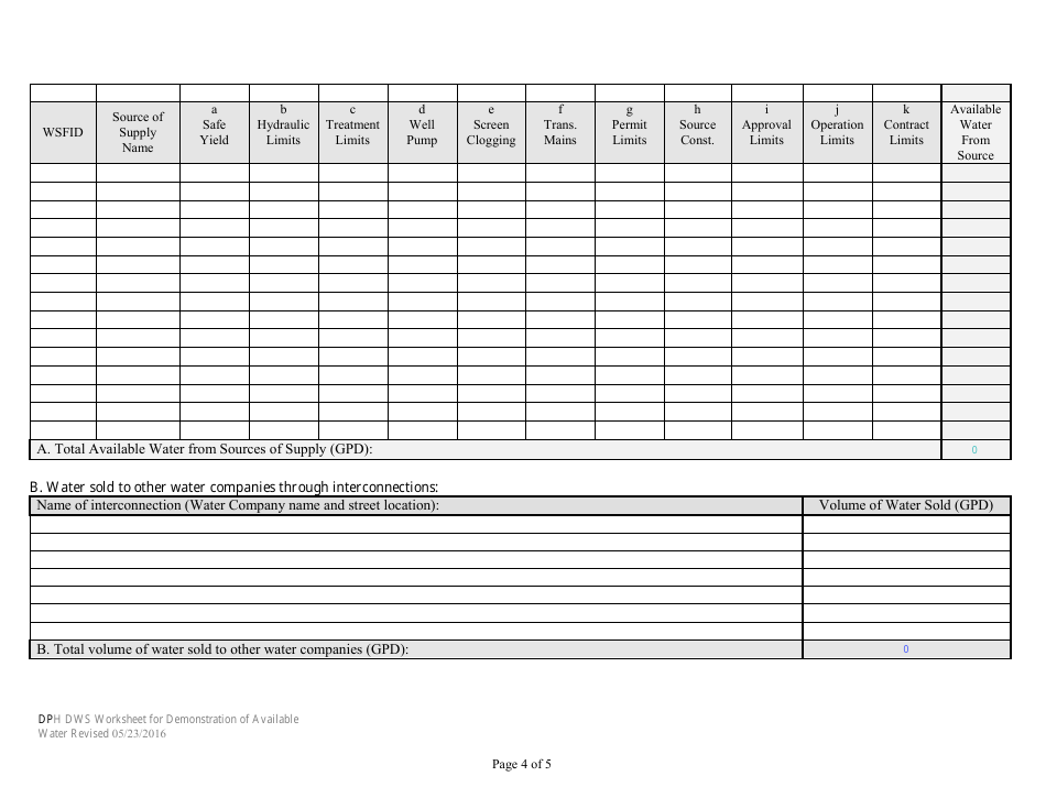 Worksheet for Demonstration of Available Water - Connecticut, Page 4