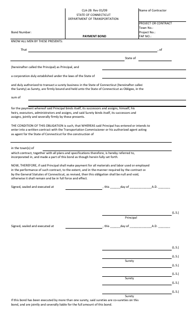 Form CLA-2B Payment Bond - Connecticut