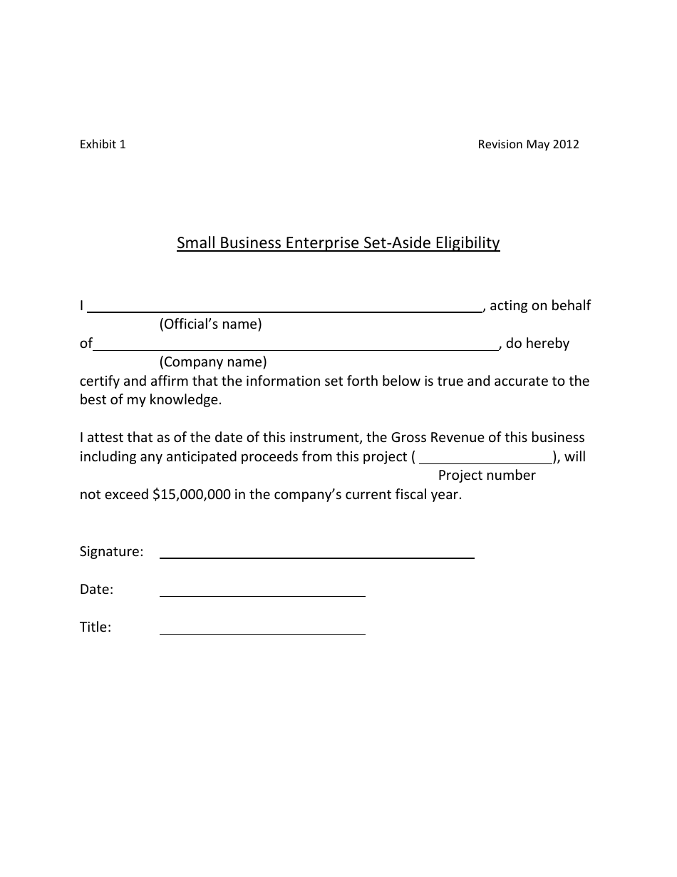 Exhibit 1 Small Business Enterprise Set-Aside Eligibility - Connecticut, Page 1