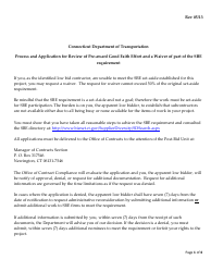 Application for Review of Pre-award Good Faith Efforts Waiver of Part of the Sbe Requirement - Connecticut