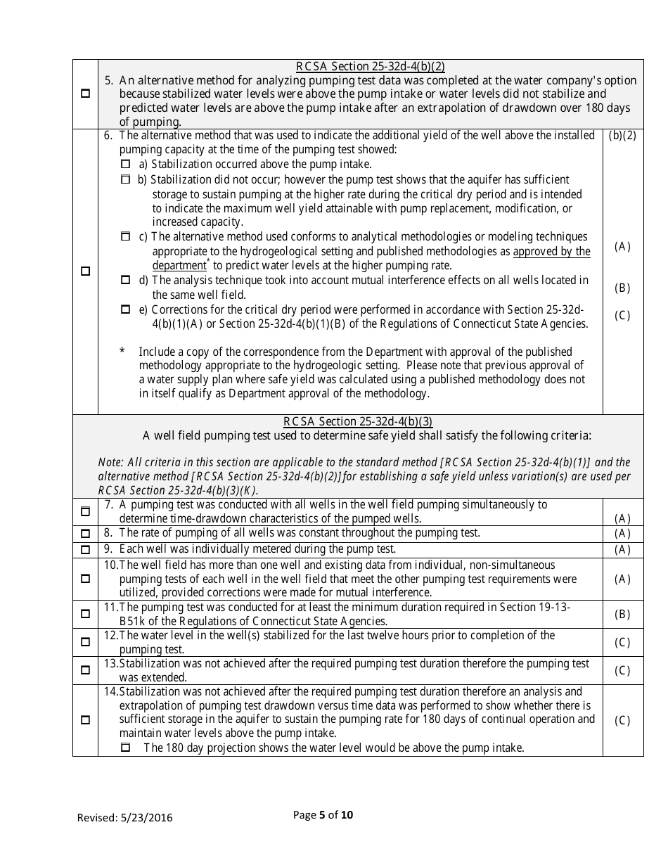 Worksheet for Determination of Safe Yield - Connecticut, Page 5