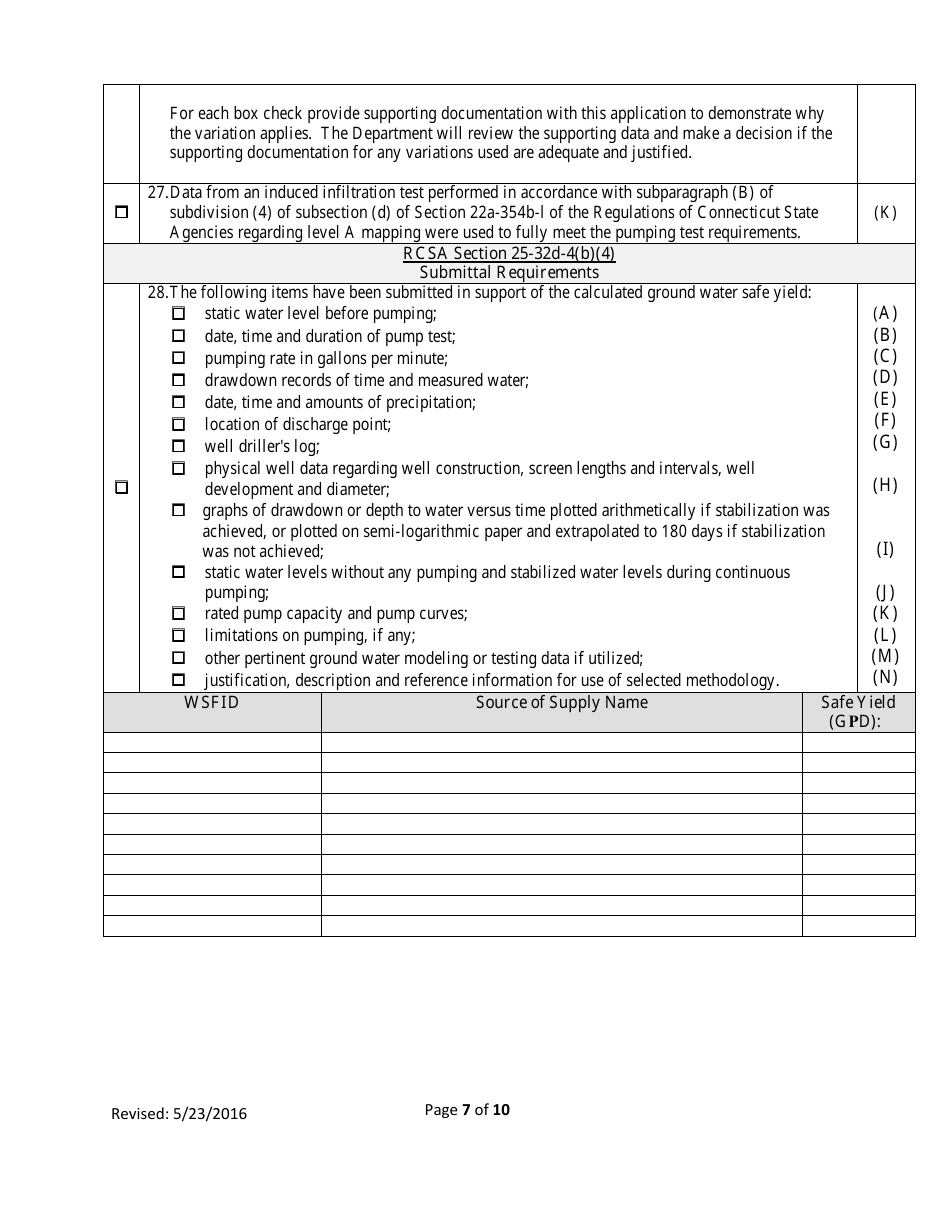 Worksheet for Determination of Safe Yield - Connecticut, Page 7