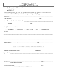 Form EXC-1 &quot;Work Performance Request (Pursuant to the Provisions of Section 13b-30 of the General Statutes of Connecticut)&quot; - Connecticut