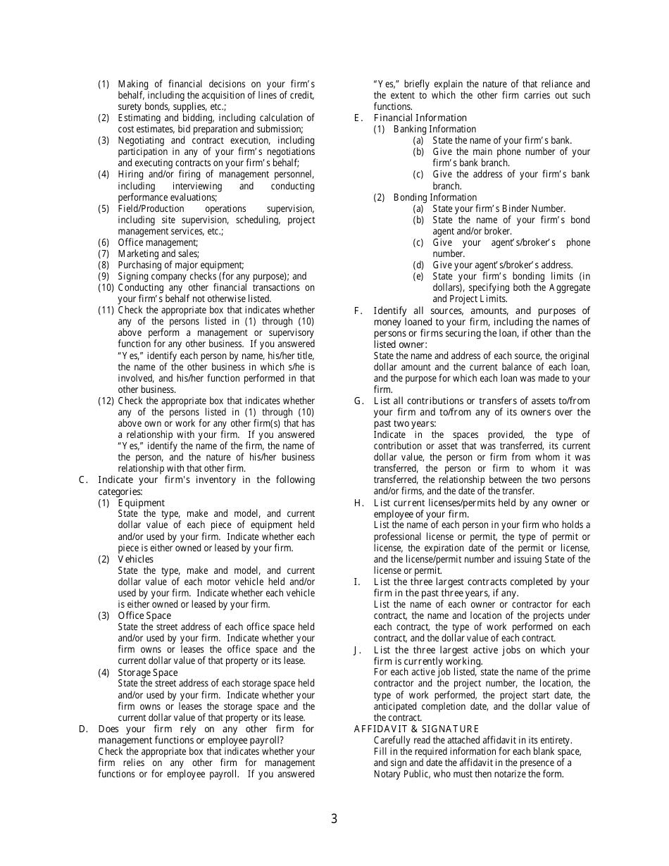 Instructions for Disadvantaged Business Enterprise (Dbe) Program Uniform Certification Application - Connecticut, Page 3