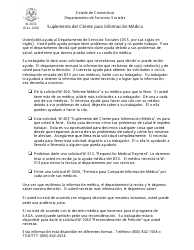 Formulario W-303S Suplemento Del Cliente Para Informacion Medica - Connecticut (Spanish)