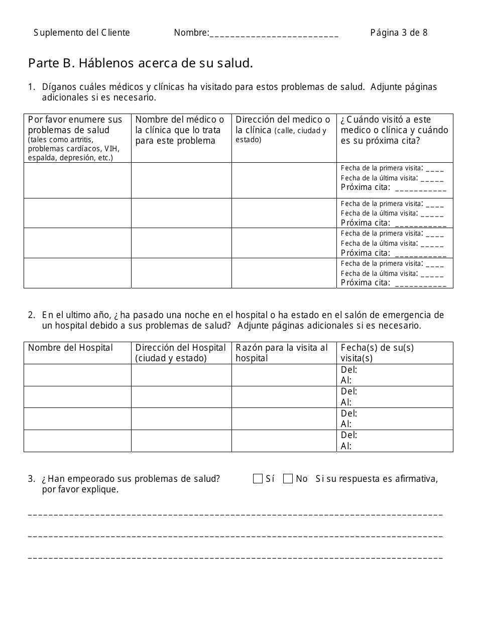 Formulario W-303S Suplemento Del Cliente Para Informacion Medica - Connecticut (Spanish), Page 3