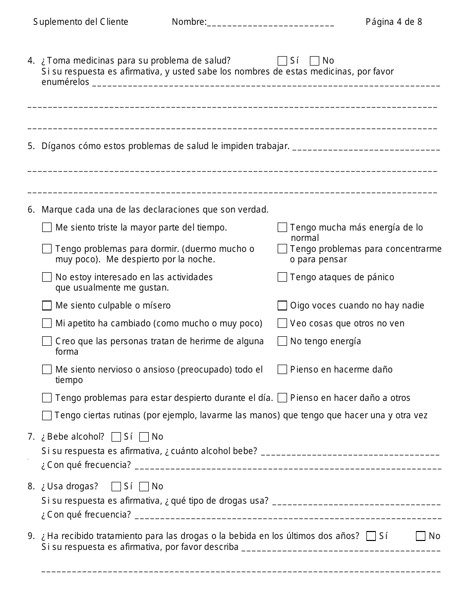 Formulario W-303S Suplemento Del Cliente Para Informacion Medica - Connecticut (Spanish), Page 4