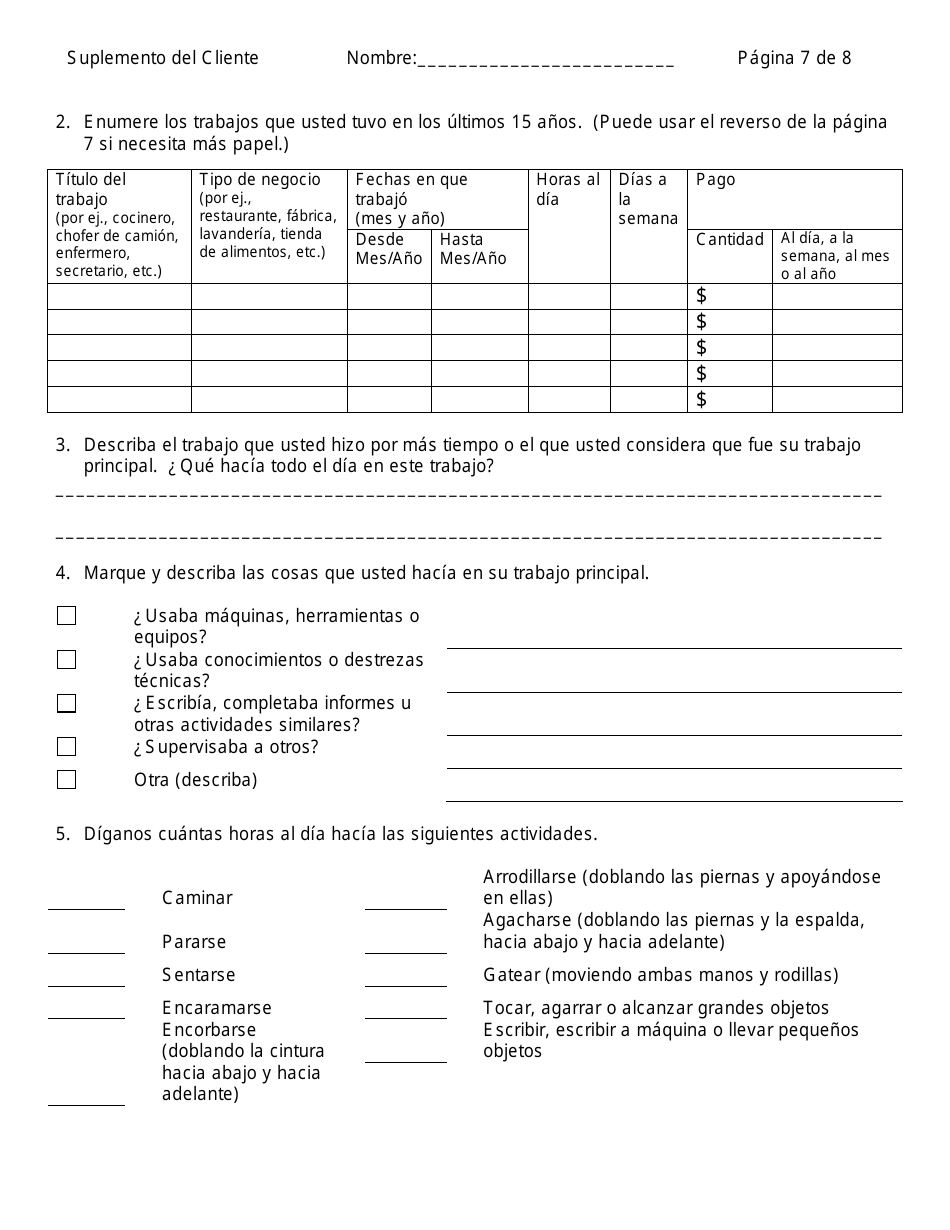 Formulario W-303S Suplemento Del Cliente Para Informacion Medica - Connecticut (Spanish), Page 7