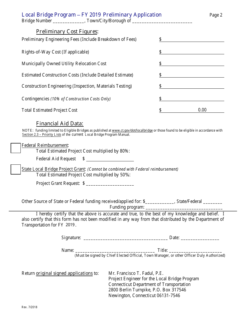 Preliminary Application Form - Local Bridge Program - Connecticut, Page 2