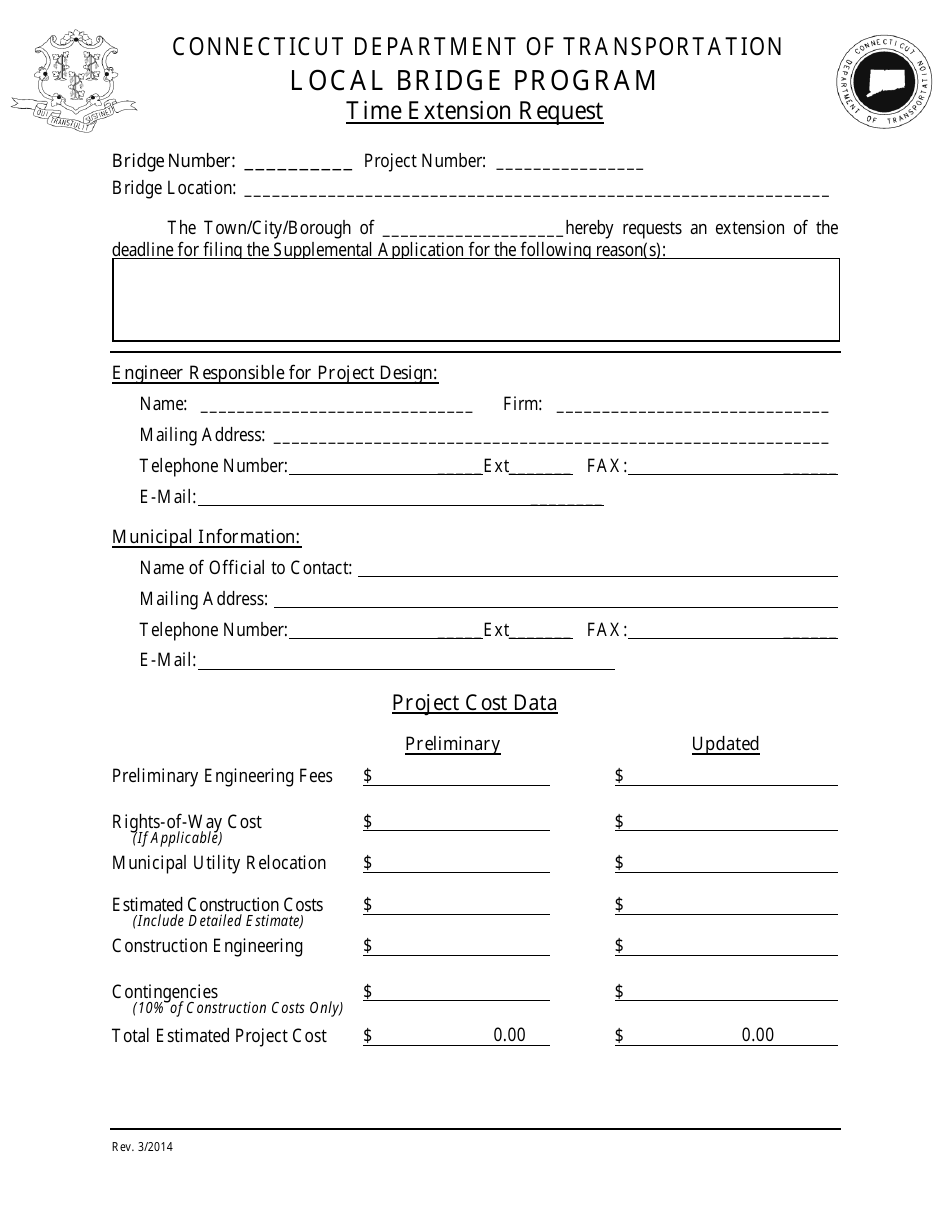 Time Extension Request for Supplemental Application - Local Bridge Program - Connecticut, Page 1