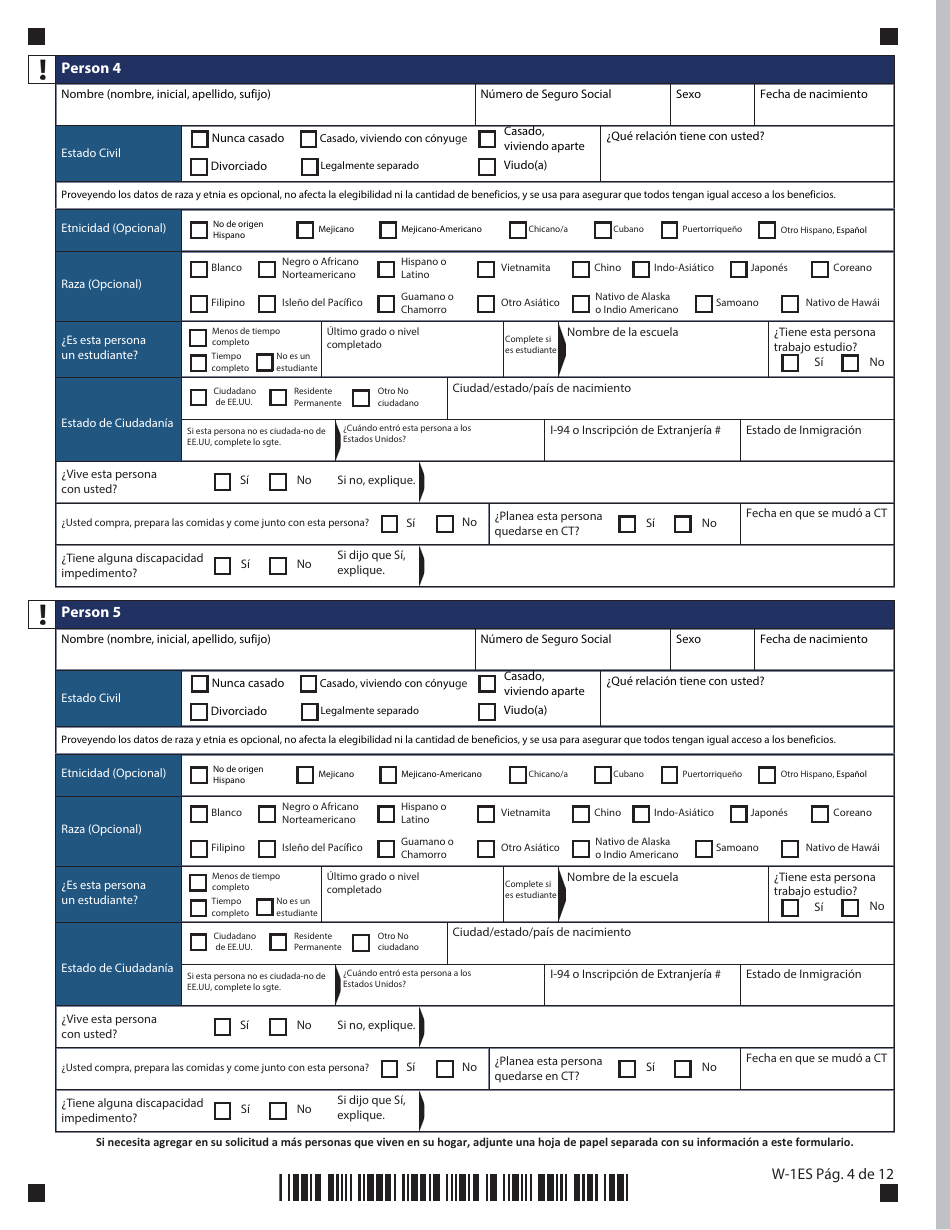 Formulario W-1ES Solicitud De Beneficios - Connecticut (Spanish), Page 8